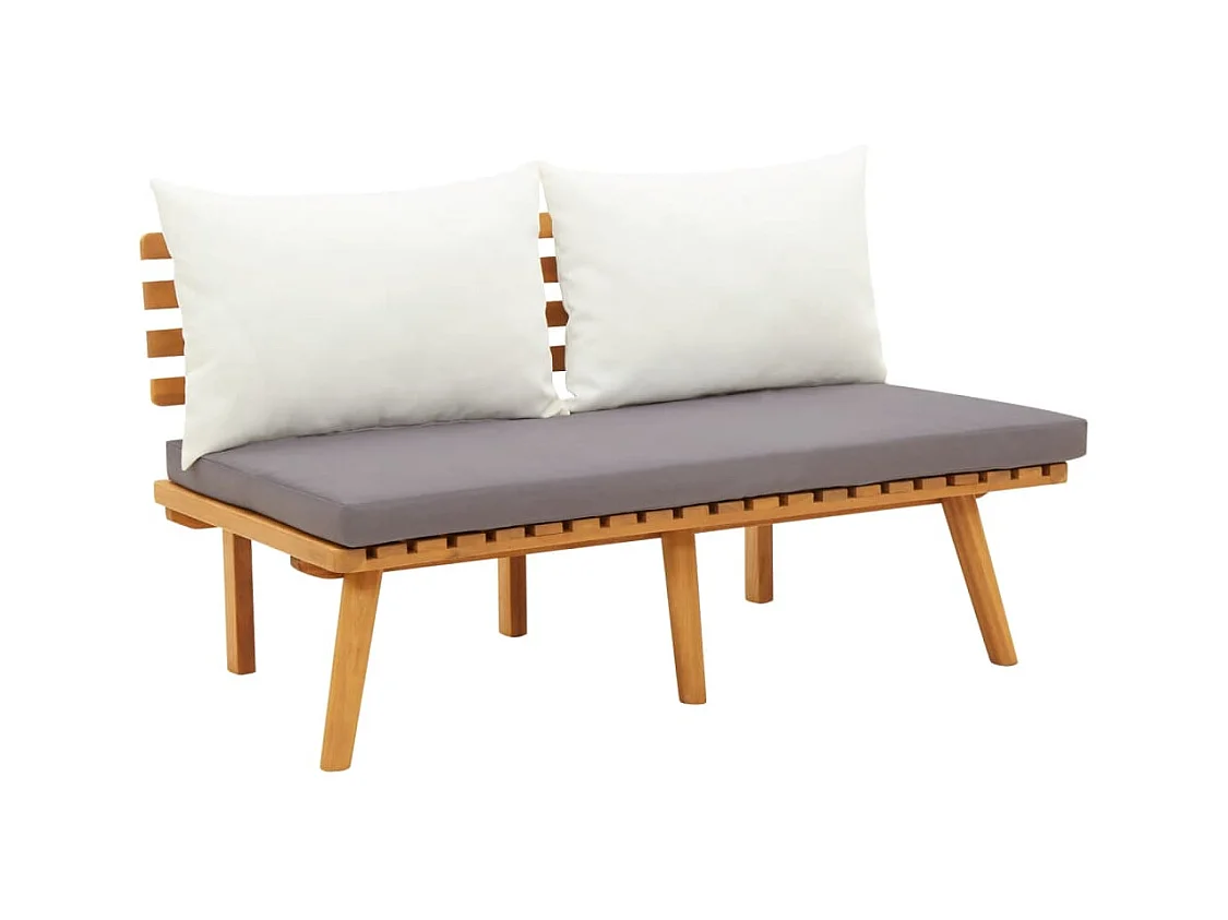 Panca da Giardino con Cuscini 115 cm in Legno Massello Acacia