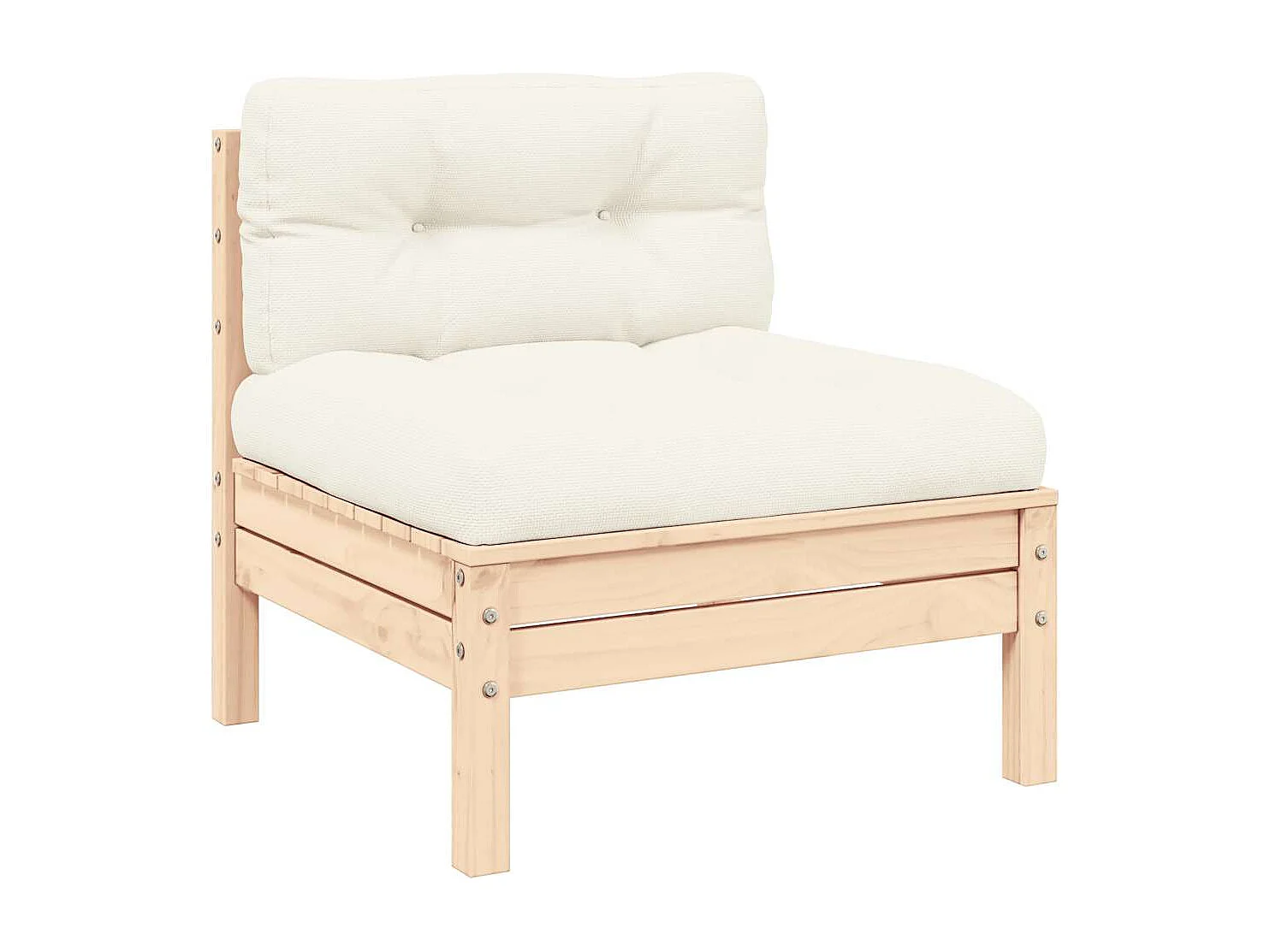 Salon de jardin 3 pcs avec coussins crème Bois de pin massif