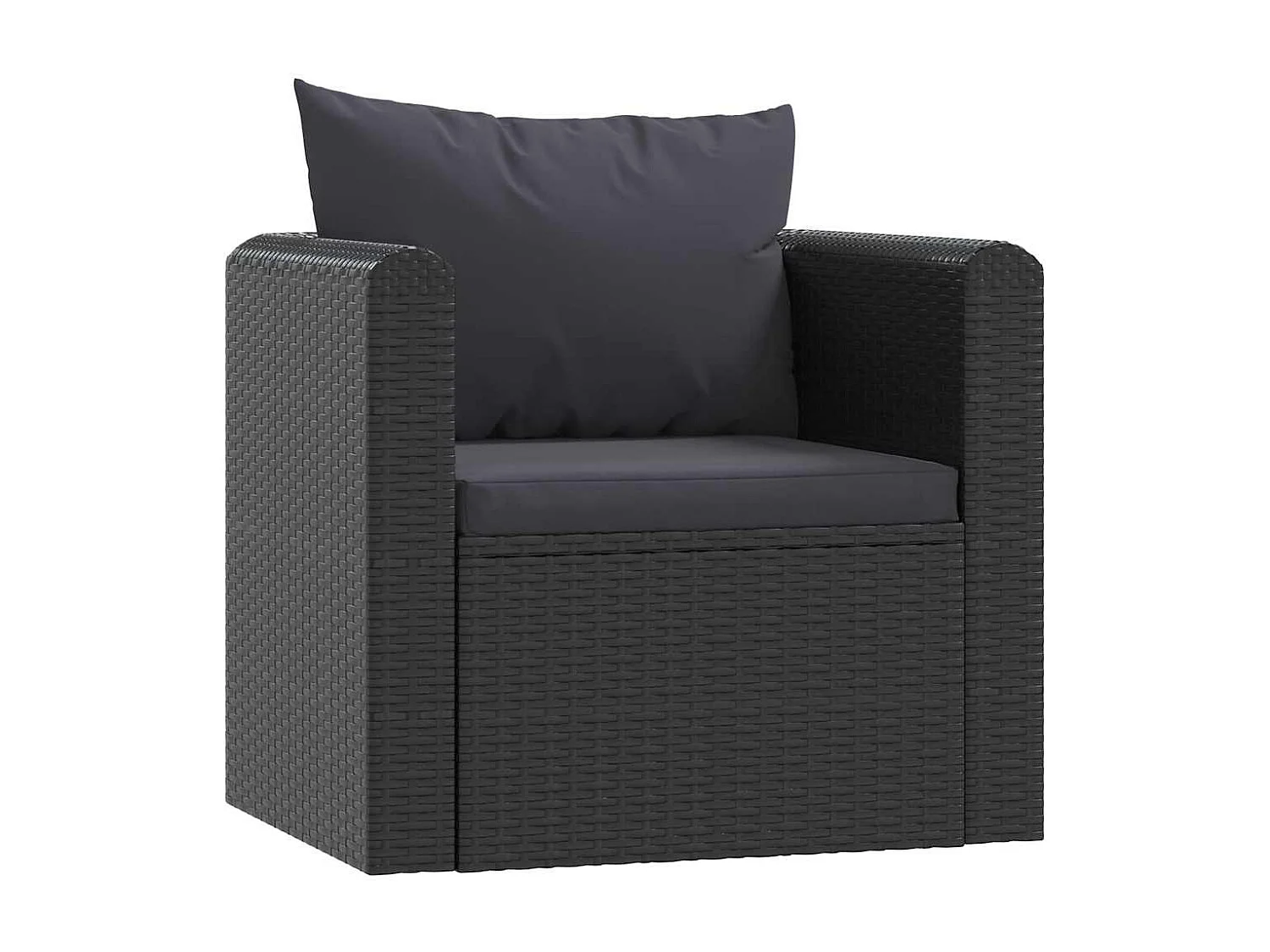 7-tlg. Garten-Lounge-Set mit Auflagen Poly Rattan Schwarz