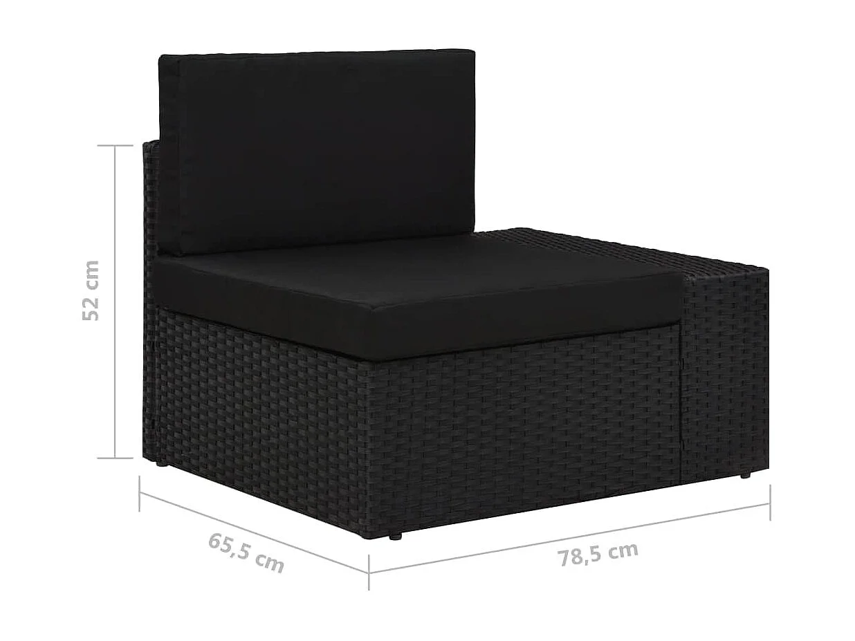 Set Divani da Giardino 3 pz in Polyrattan Nero