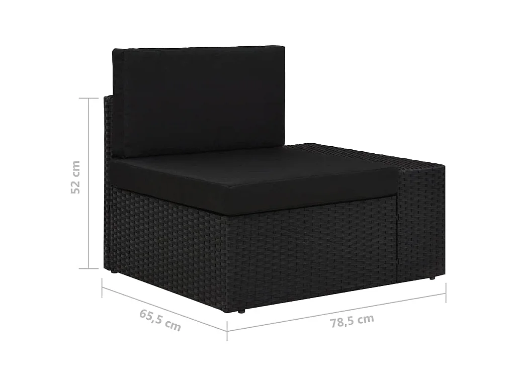 Salon de jardin 3 pcs Résine tressée Noir