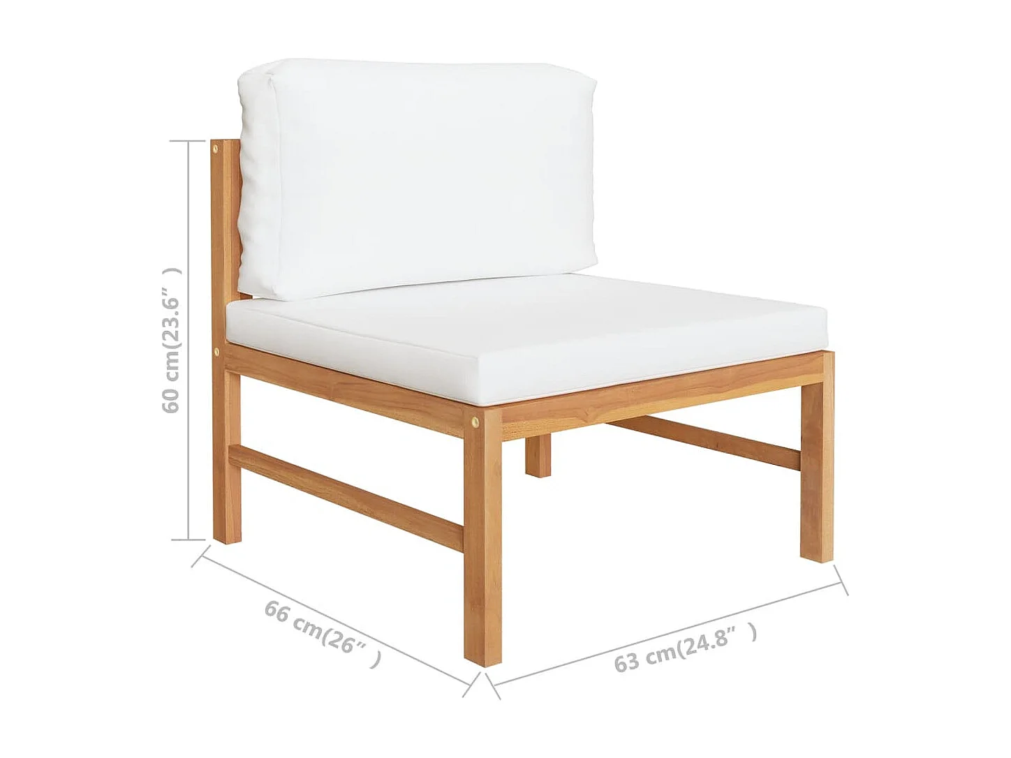 Salon de jardin 2 pcs avec coussins crème Bois de teck