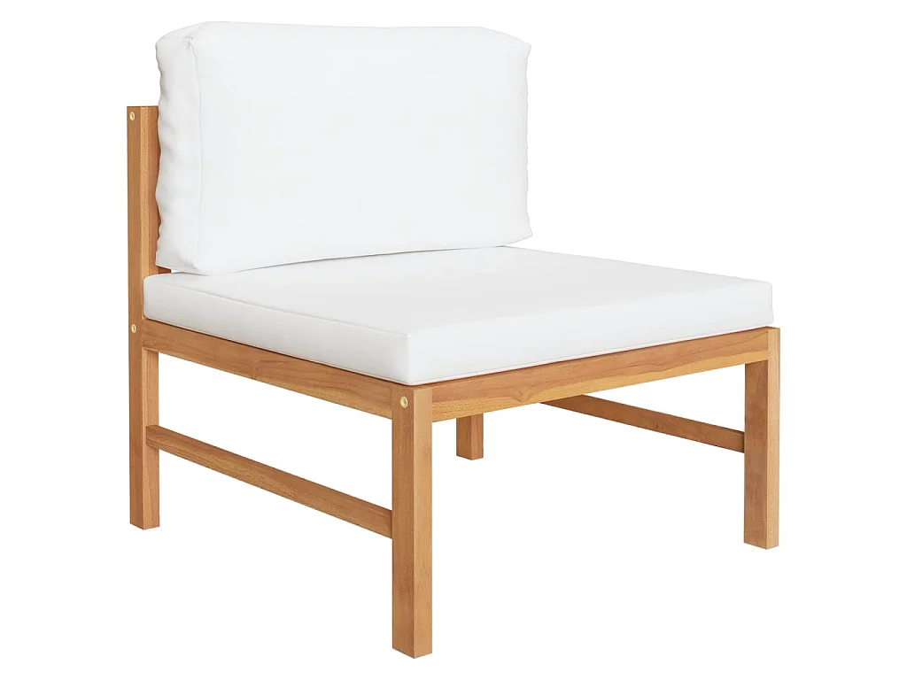 2-tlg. Garten-Lounge-Set mit Creme Kissen Teakholz