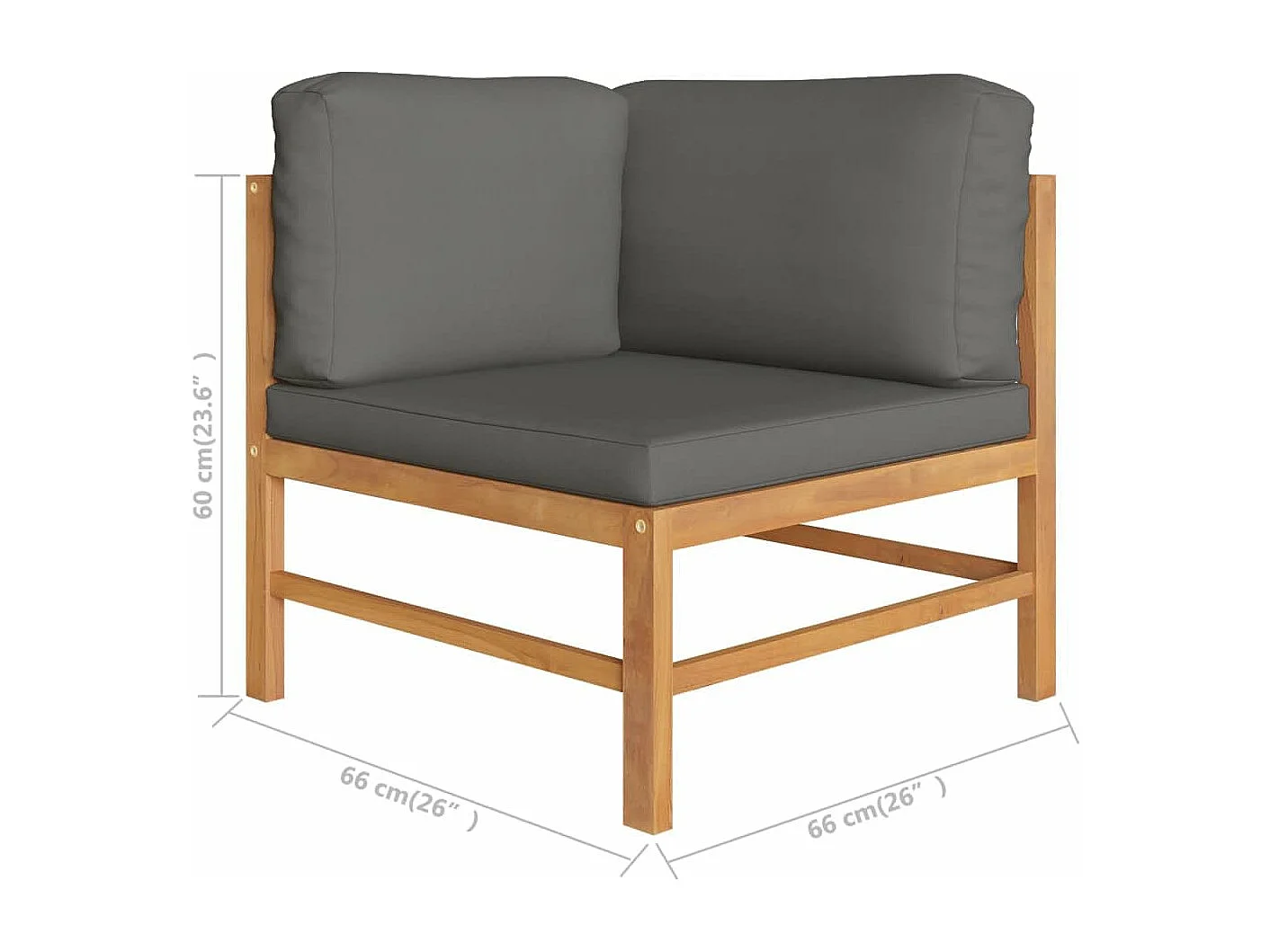 2-delige Loungeset met donkergrijze kussens teakhout