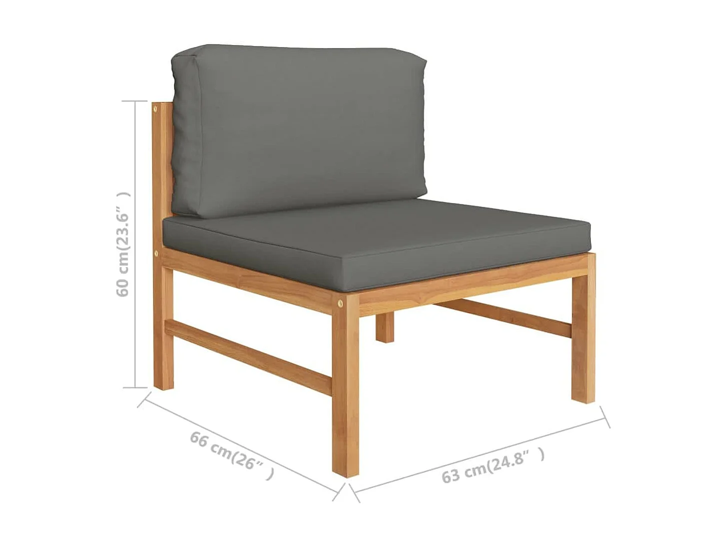 2-delige Loungeset met donkergrijze kussens teakhout