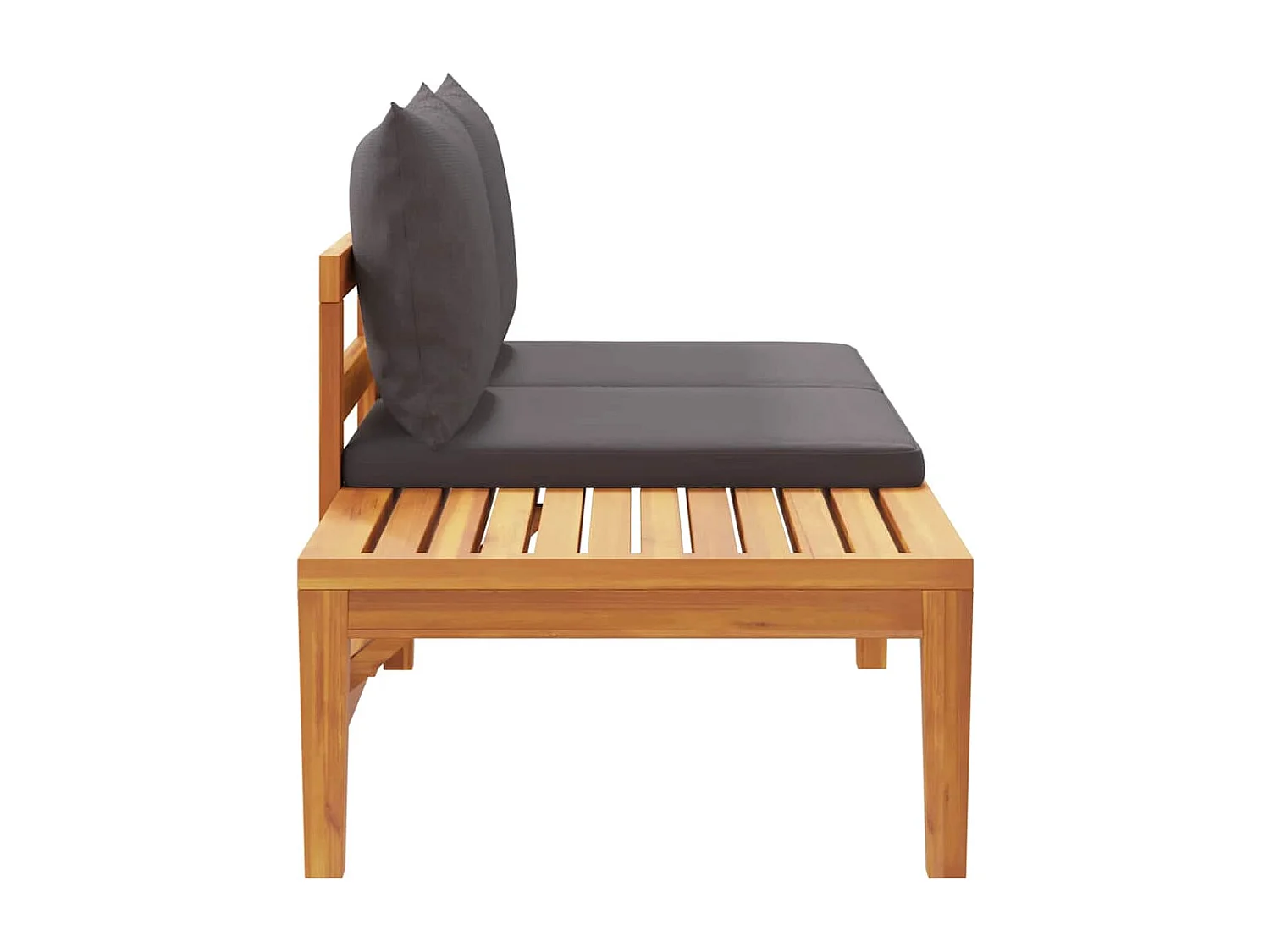 Banc de jardin avec table avec coussins gris foncé Teck solide