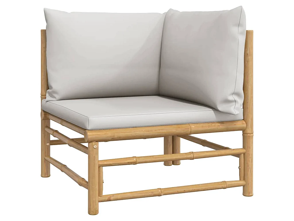 2-delige Loungeset met kussens bamboe lightgrijs