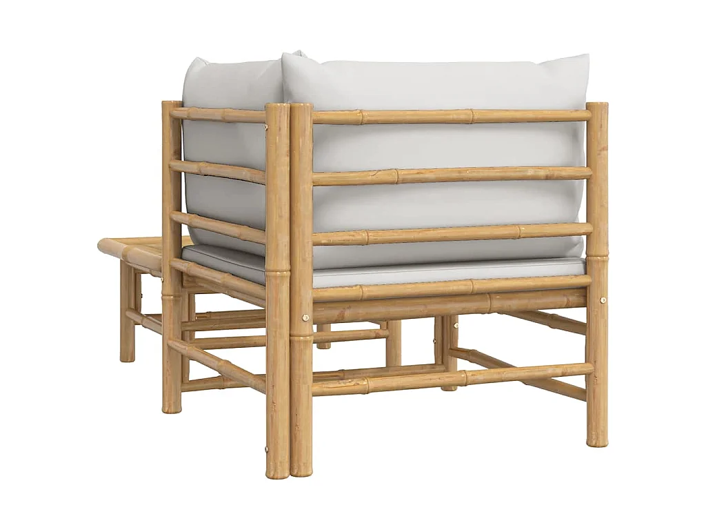 2-delige Loungeset met kussens bamboe lightgrijs