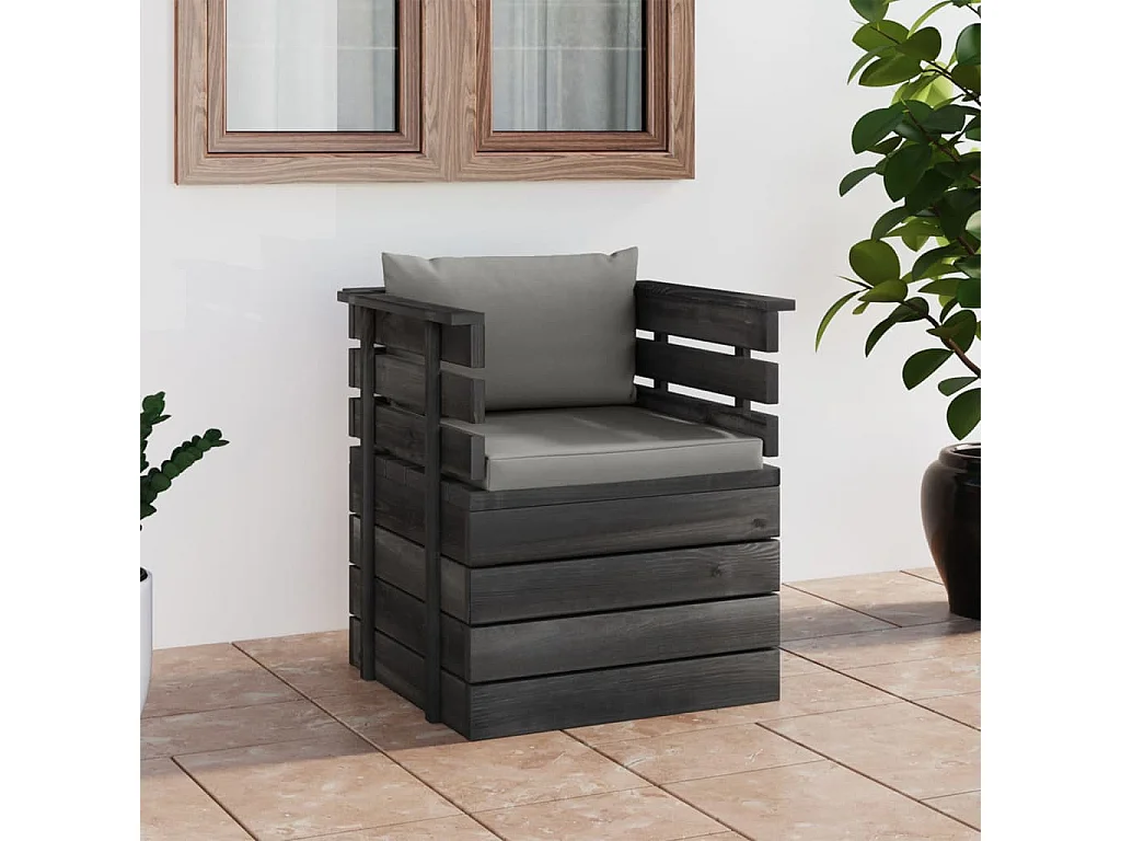 Tuinfauteuil met kussens pallet grenenhout