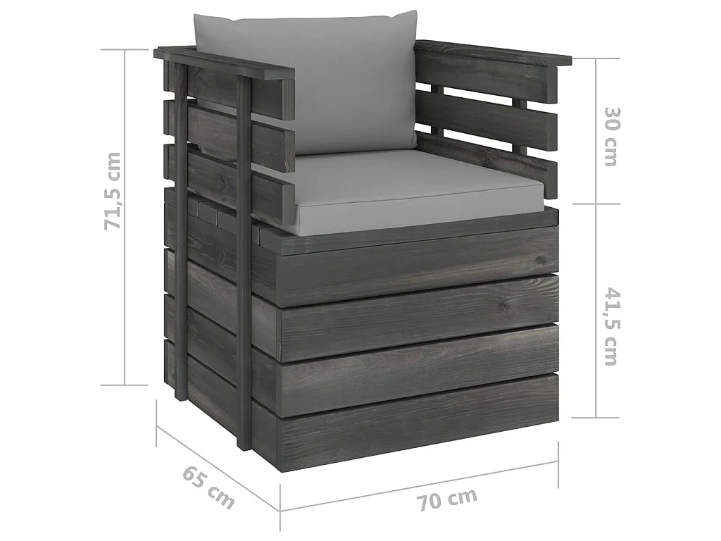 Tuinfauteuil met kussens pallet grenenhout