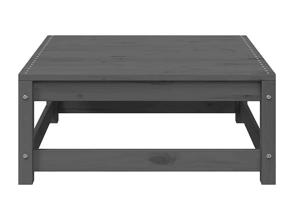 Garten-Fußhocker mit Grauen Kissen Massivholz Kiefer