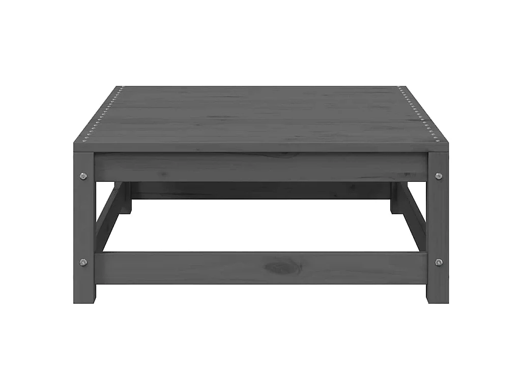 Garten-Fußhocker mit Grauen Kissen Massivholz Kiefer