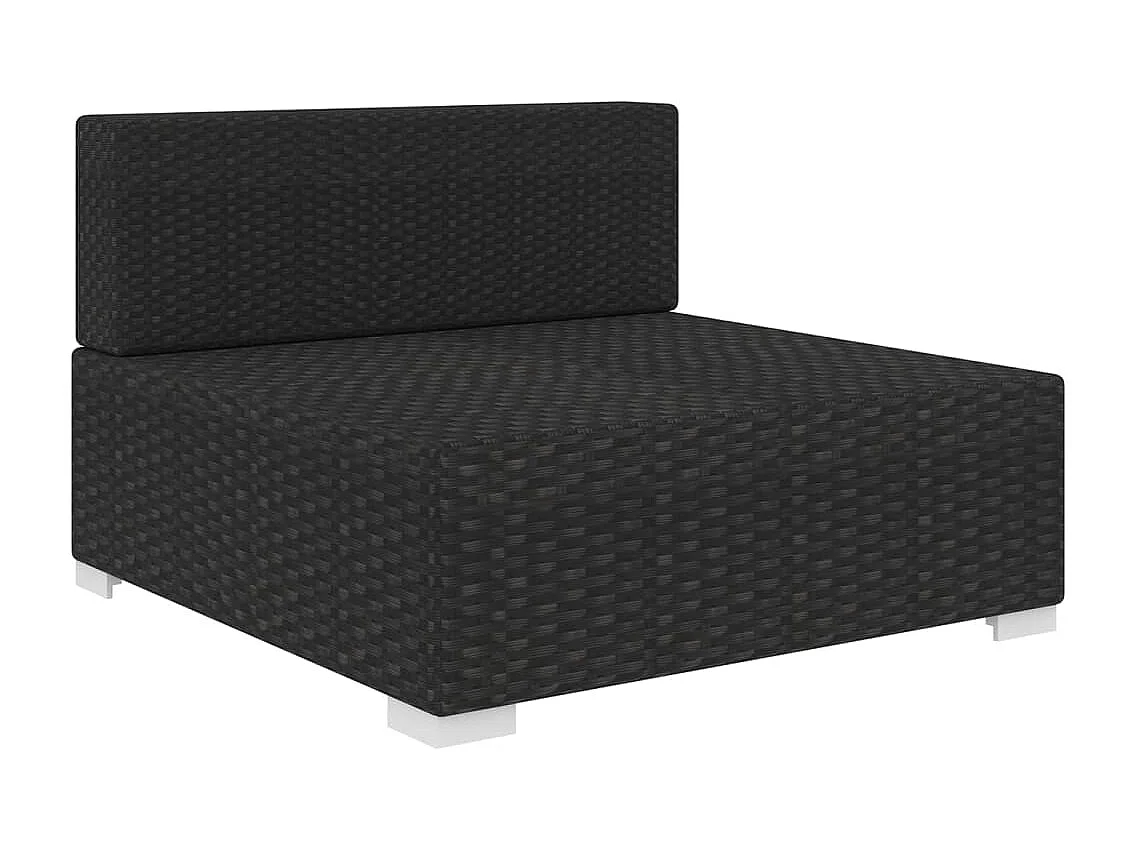 Seduta Centrale Modulare 1 pz con Cuscini in Polyrattan Nero