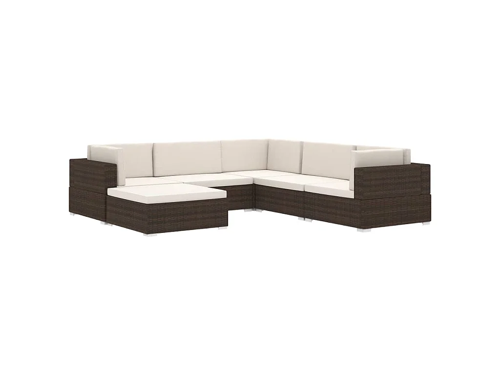 Seduta Centrale Modulare 1 pz con Cuscini in Polyrattan Nero