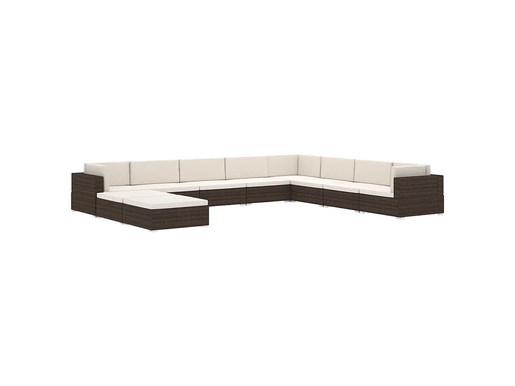 Seduta Centrale Modulare 1 pz con Cuscini in Polyrattan Nero
