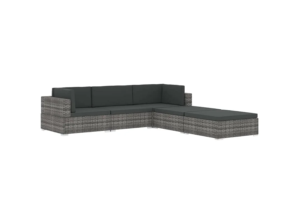 Seduta Centrale Modulare 1 pz con Cuscini in Polyrattan Nero