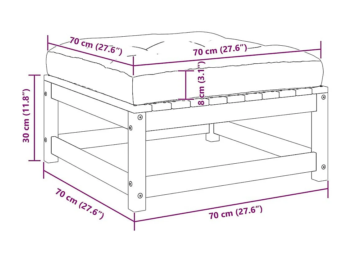 2 pcs conjunto lounge de jardim com almofadões pinho maciço