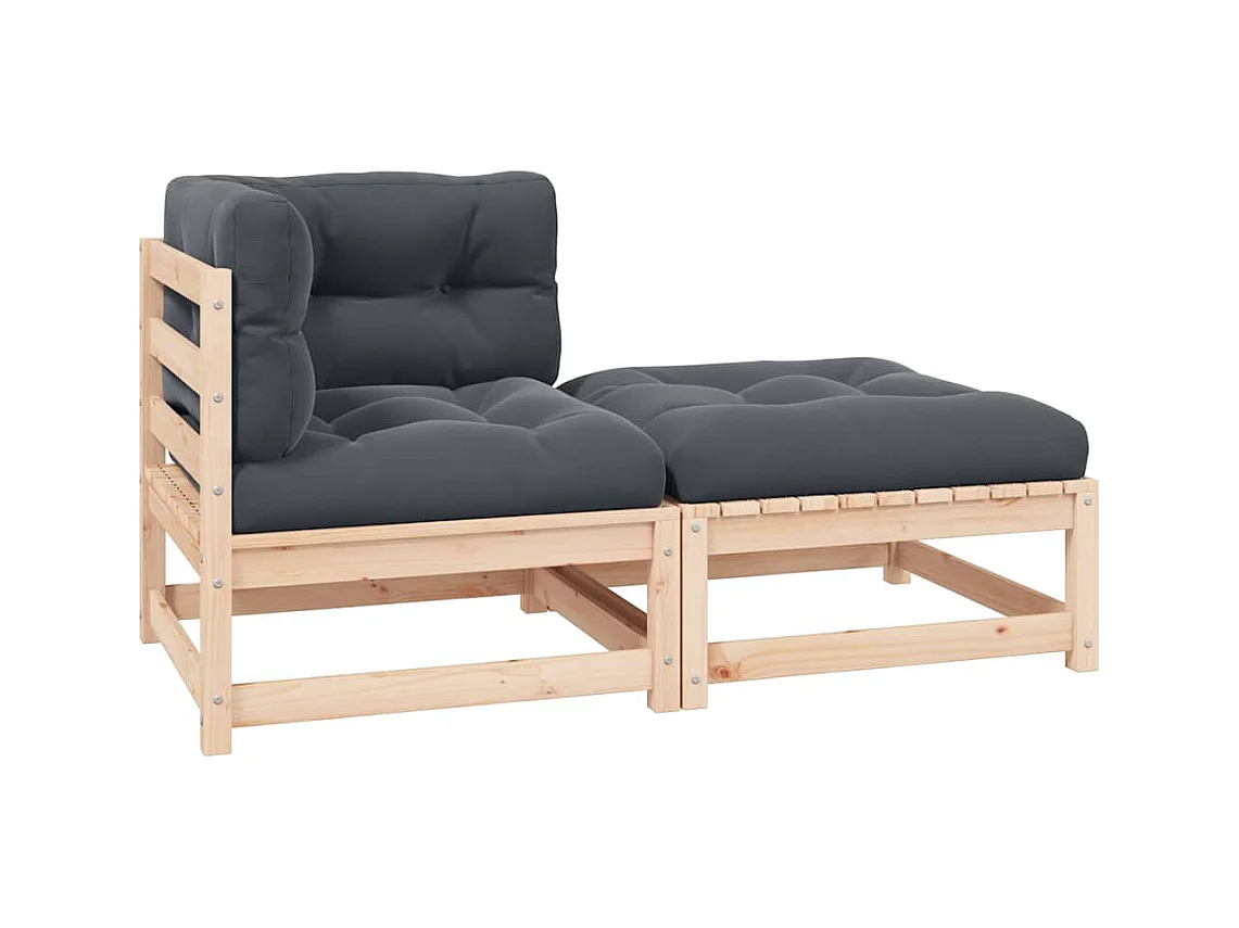 2-delige Loungeset met kussens massief grenenhout