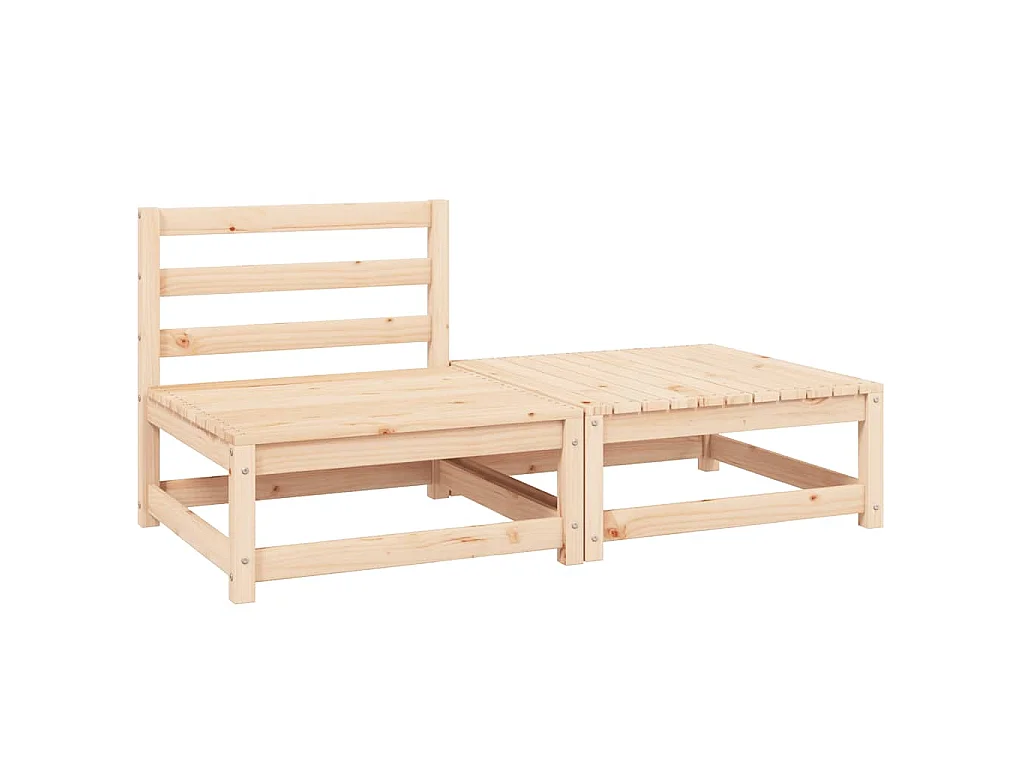 Salon de jardin 2 pcs avec coussins Bois de pin massif