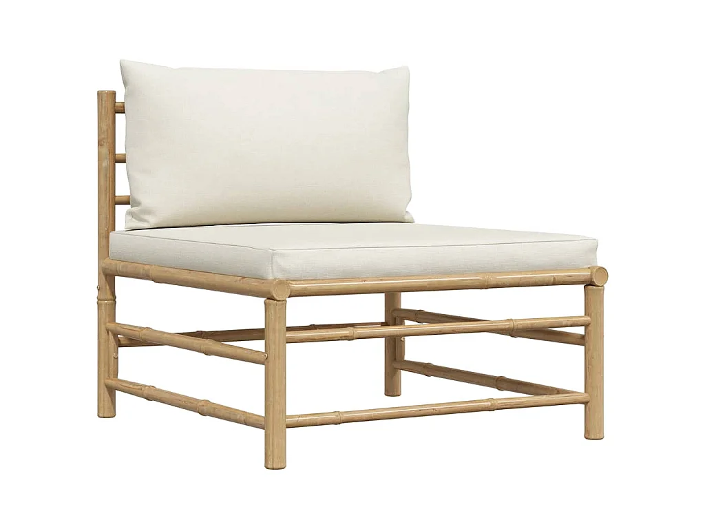 Salon de jardin 2 pcs avec coussins blanc crème Bambou