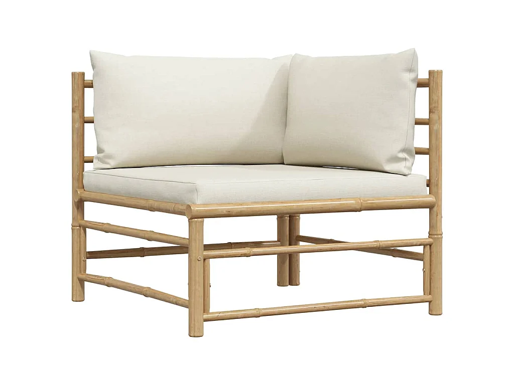 Salon de jardin 2 pcs avec coussins blanc crème Bambou