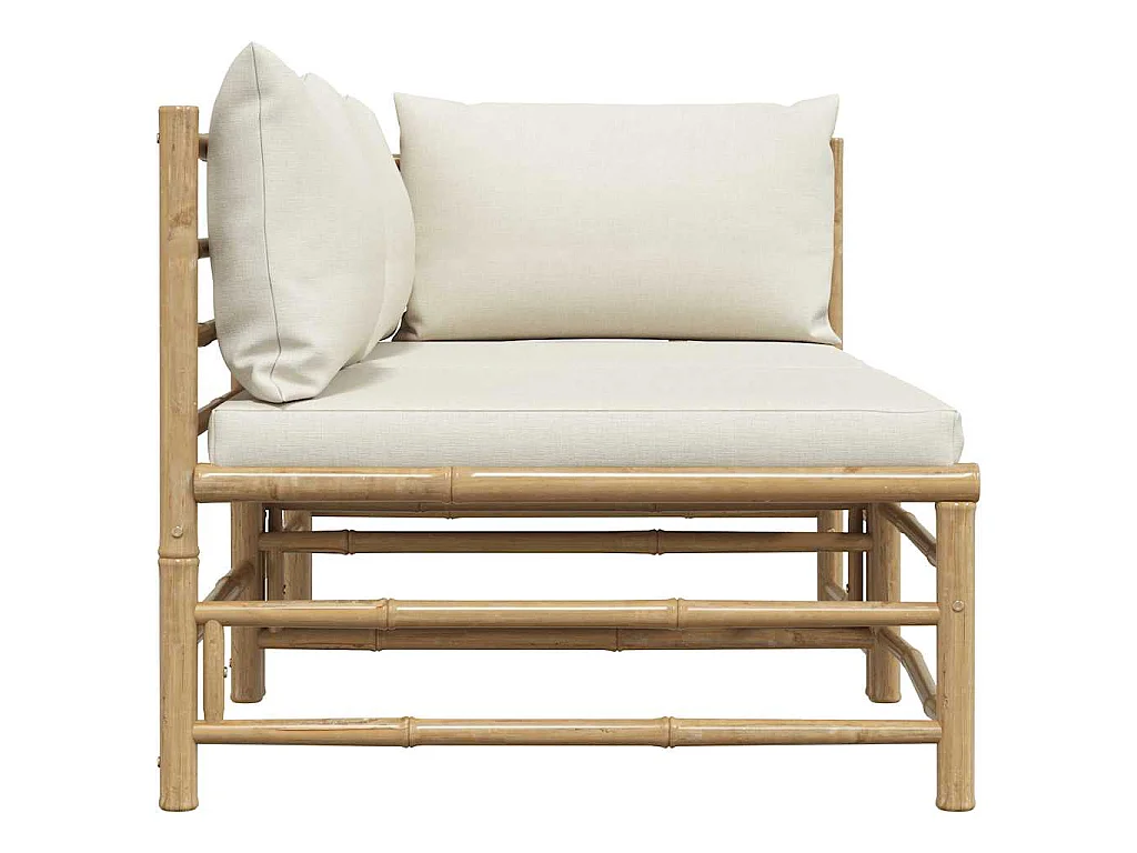 Salon de jardin 2 pcs avec coussins blanc crème Bambou