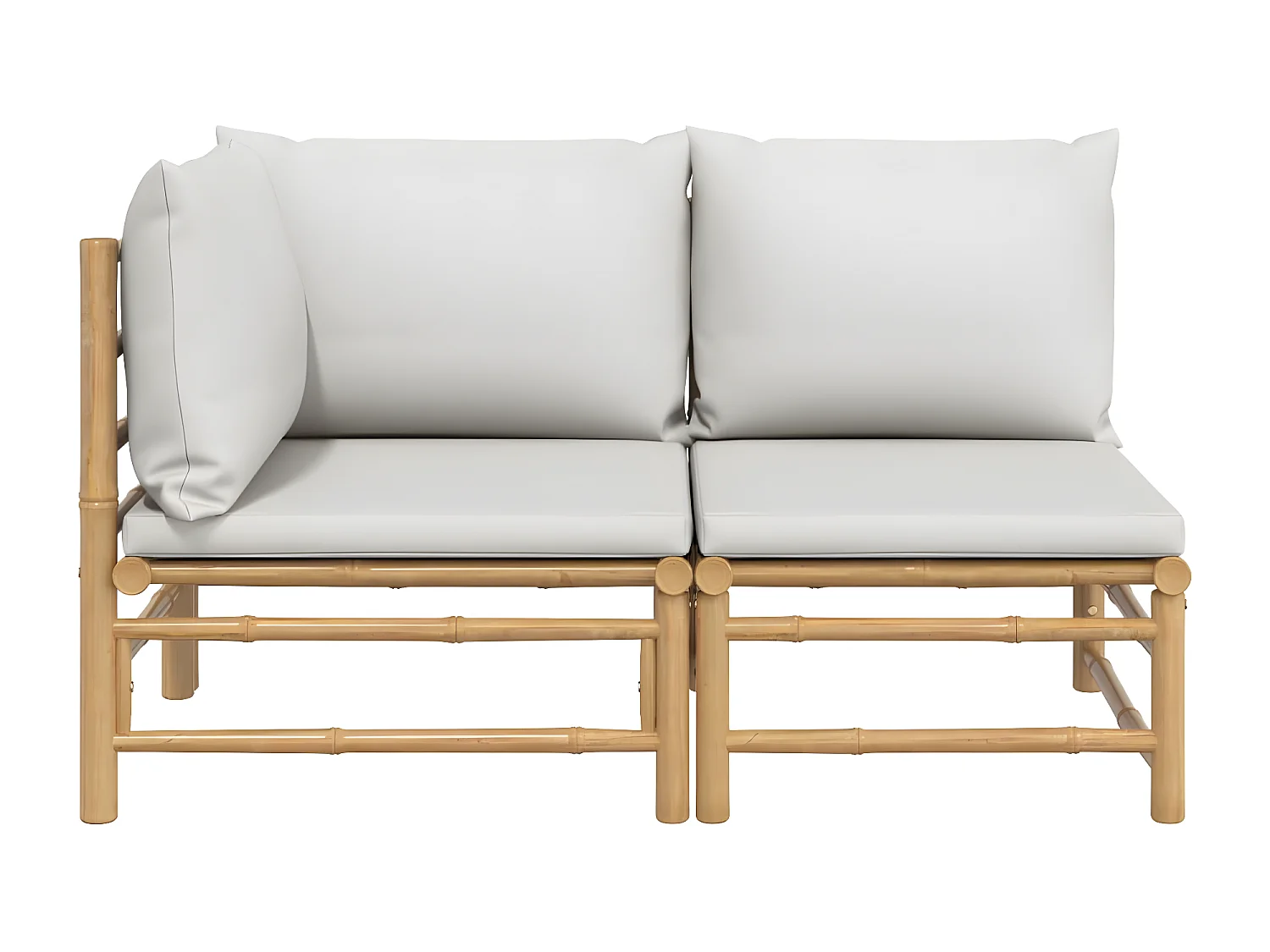 Set Salotto da Giardino 2pz con Cuscini Grigio Chiaro Bambù