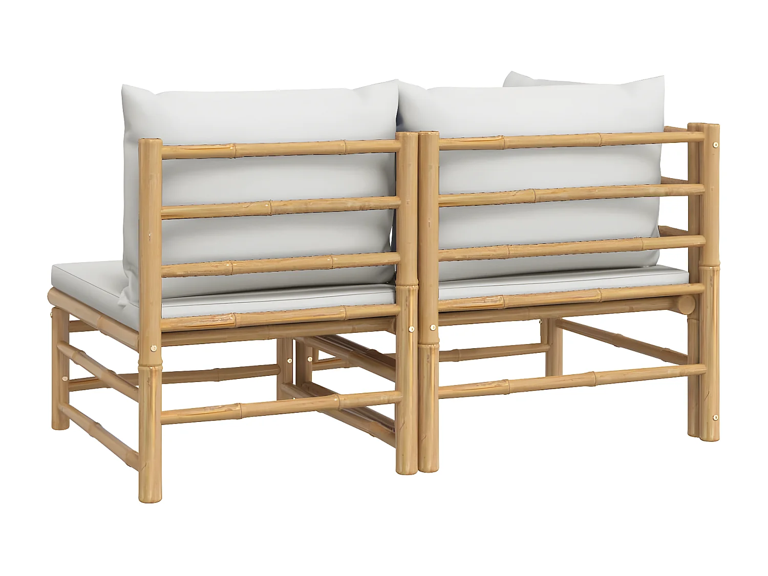 Set Salotto da Giardino 2pz con Cuscini Grigio Chiaro Bambù