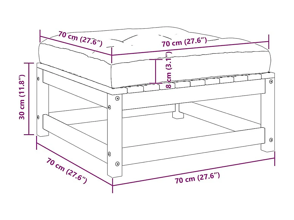 2-delige Loungeset met kussens massief grenenhout