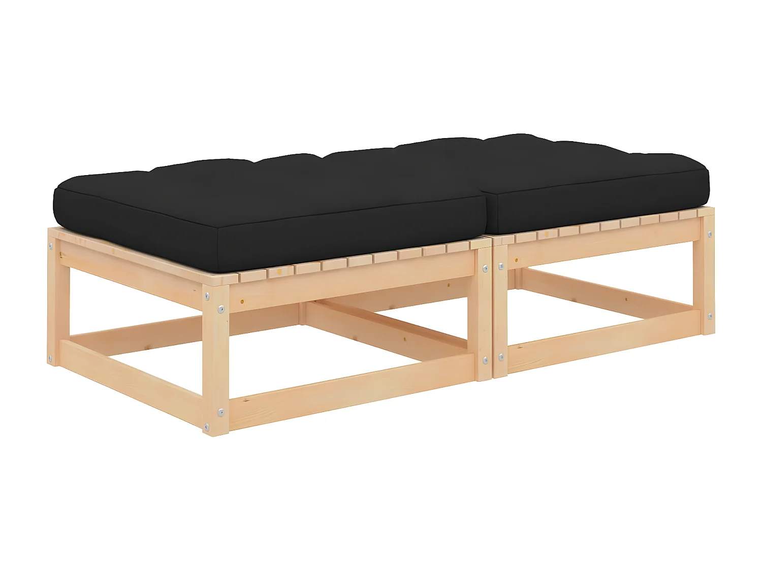 Gartenhocker mit Kissen 2 Stk. Massivholz Kiefer