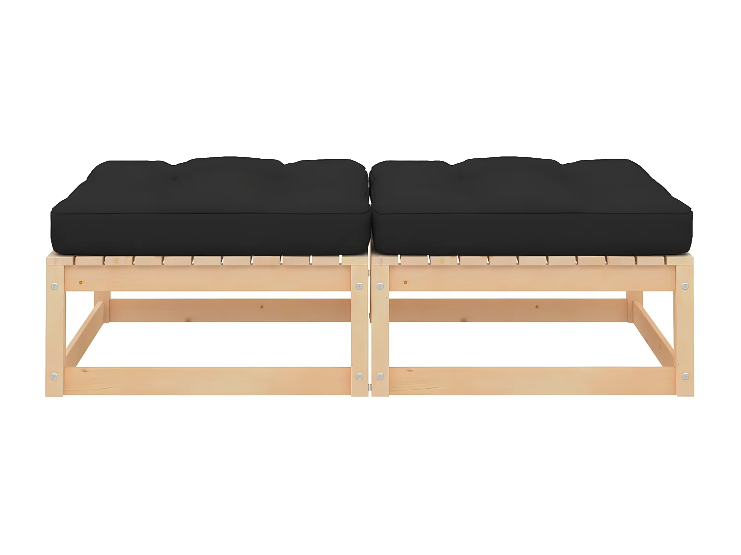 Gartenhocker mit Kissen 2 Stk. Massivholz Kiefer