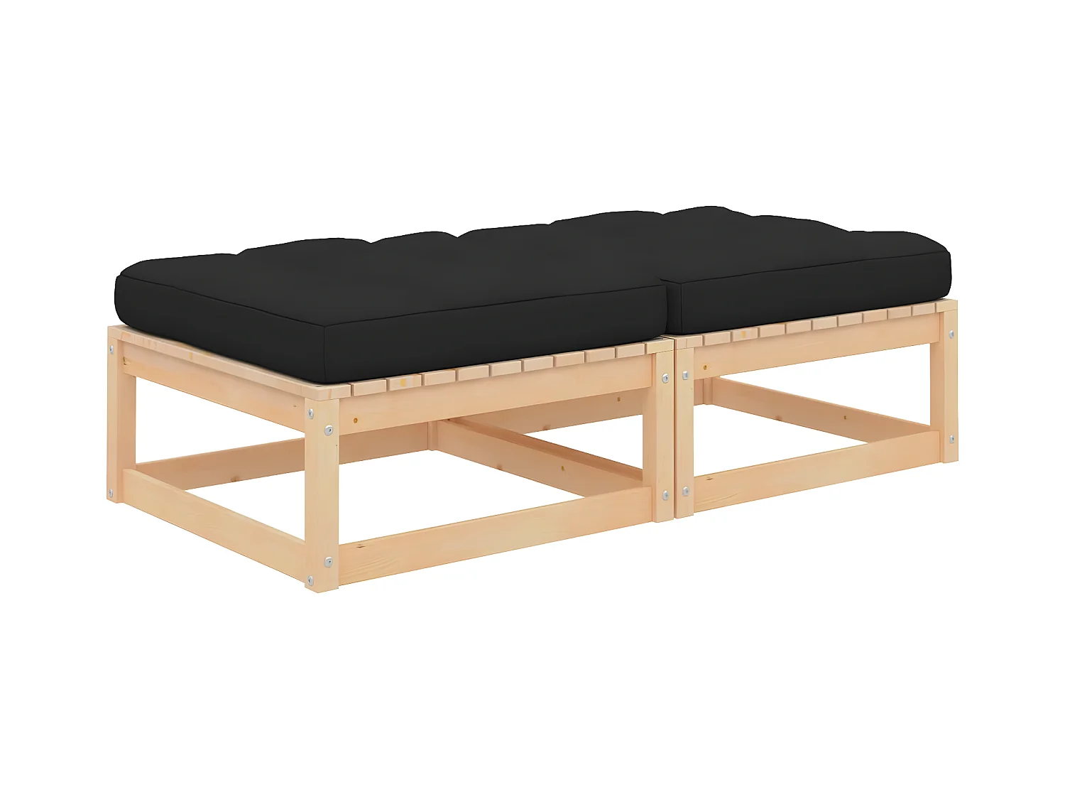 Repose-pieds de jardin avec coussins lot de 2 Pin massif