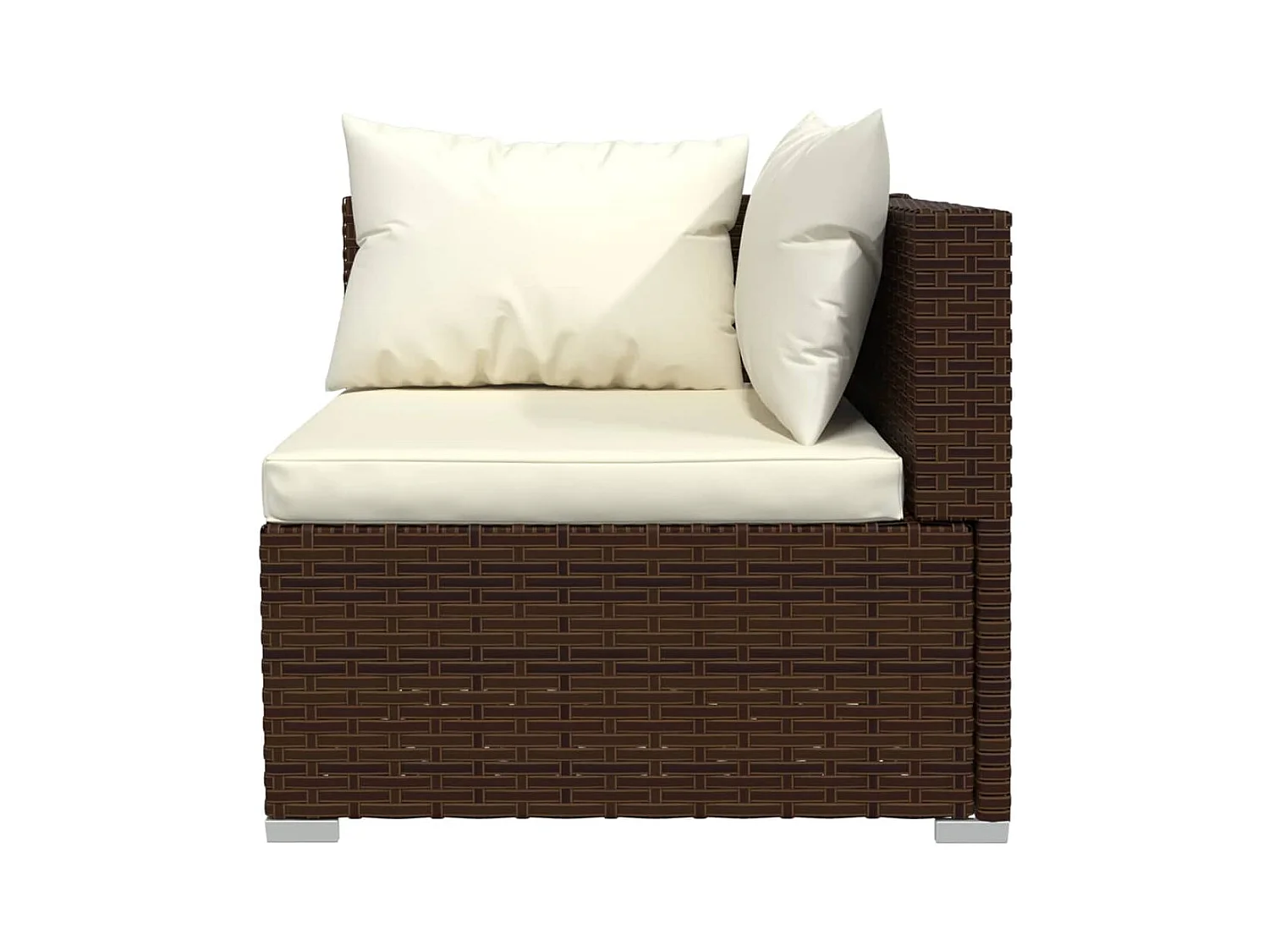 Salon de jardin 3 pcs avec coussins Marron Résine tressée