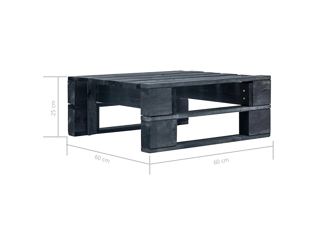 Pouf palette de jardin noir bois de pin imprégné