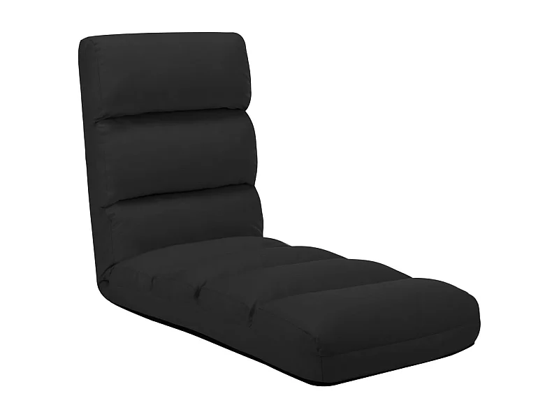 Chaise pliable de sol Noir Similicuir