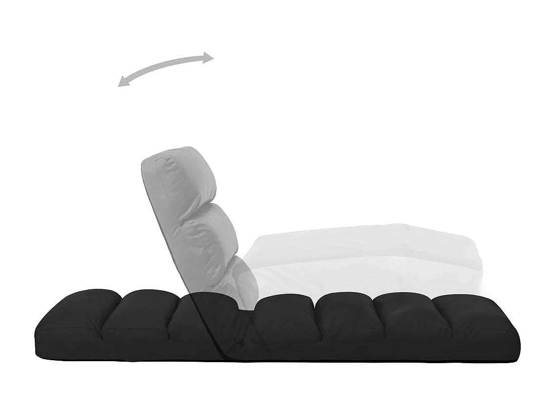 Chaise pliable de sol Noir Similicuir