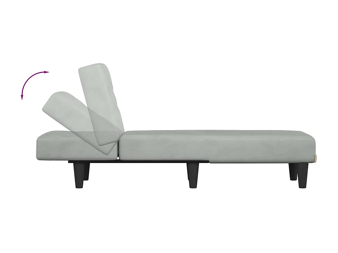Chaise longue veludo cinzento-claro