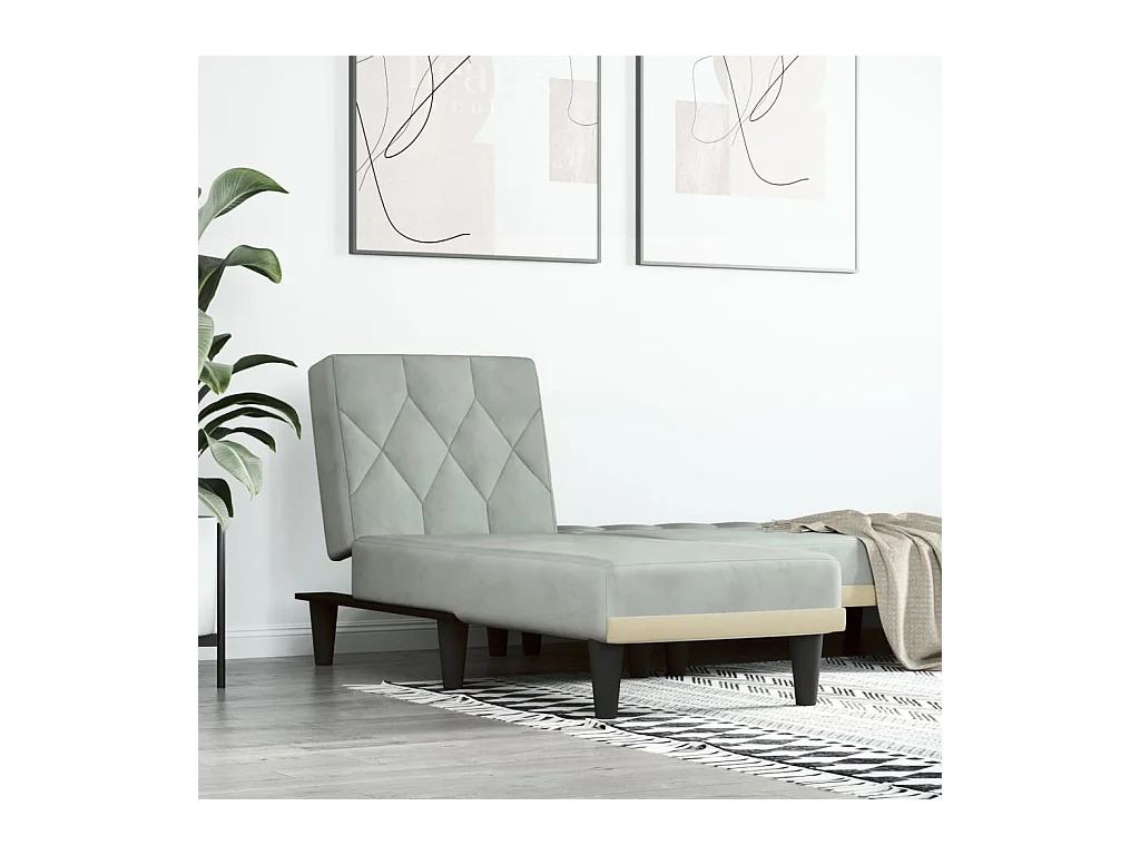 Chaise Longue in Velluto Grigio Chiaro