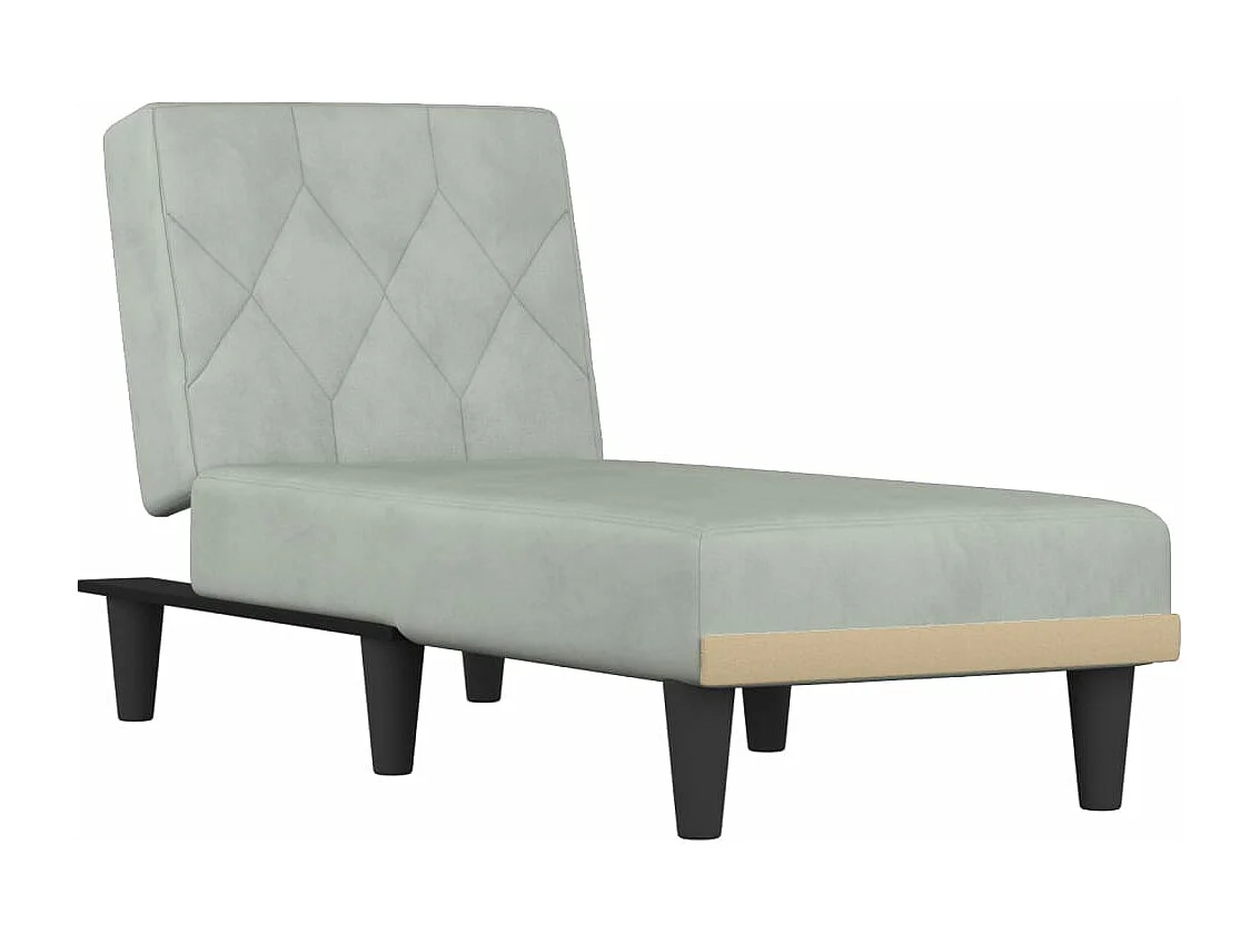 Chaise longue gris clair velours
