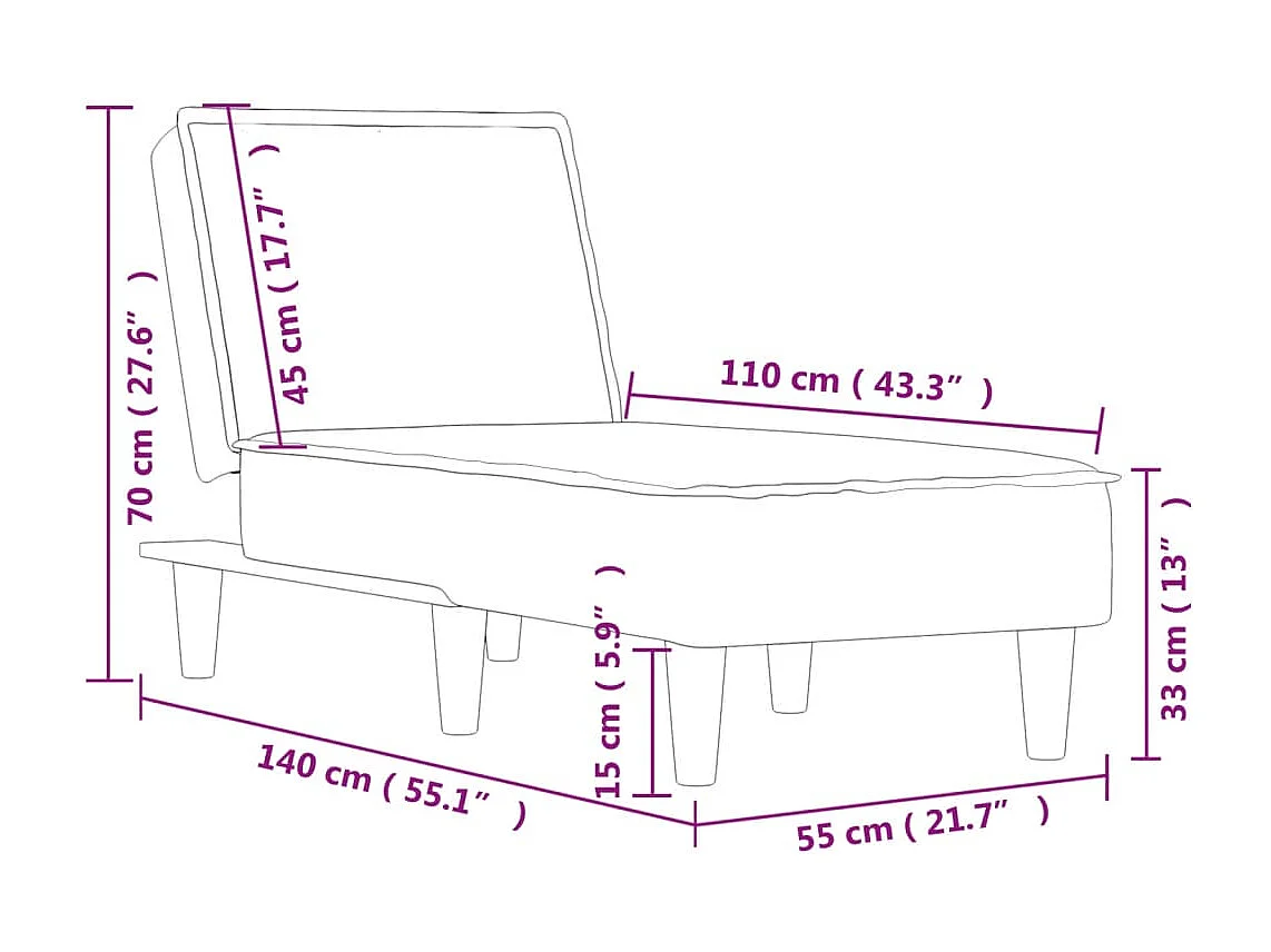 Chaise longue gris foncé tissu