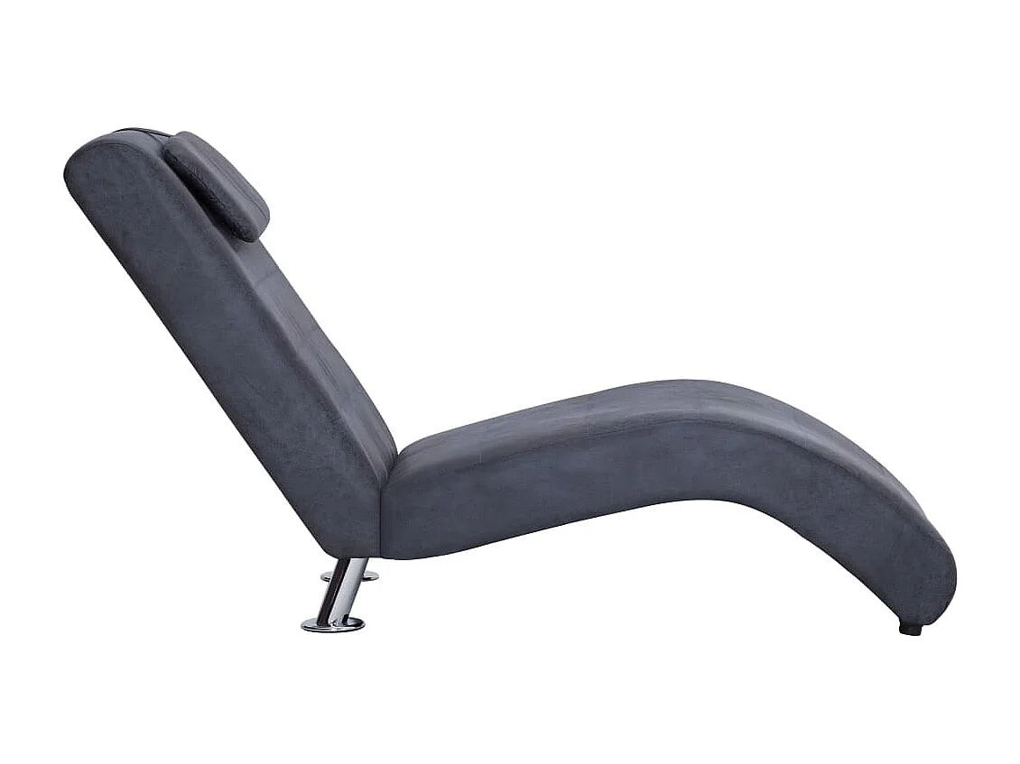 Chaiselongue mit Kissen Grau Wildleder-Optik