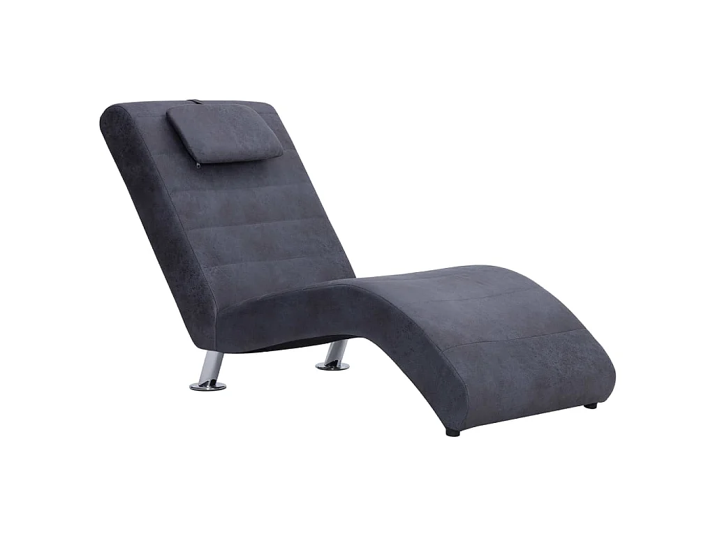 Chaise longue com almofada camurça artificial cinzento