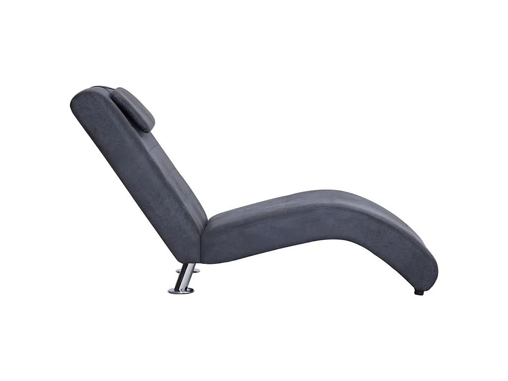 Chaise longue com almofada camurça artificial cinzento