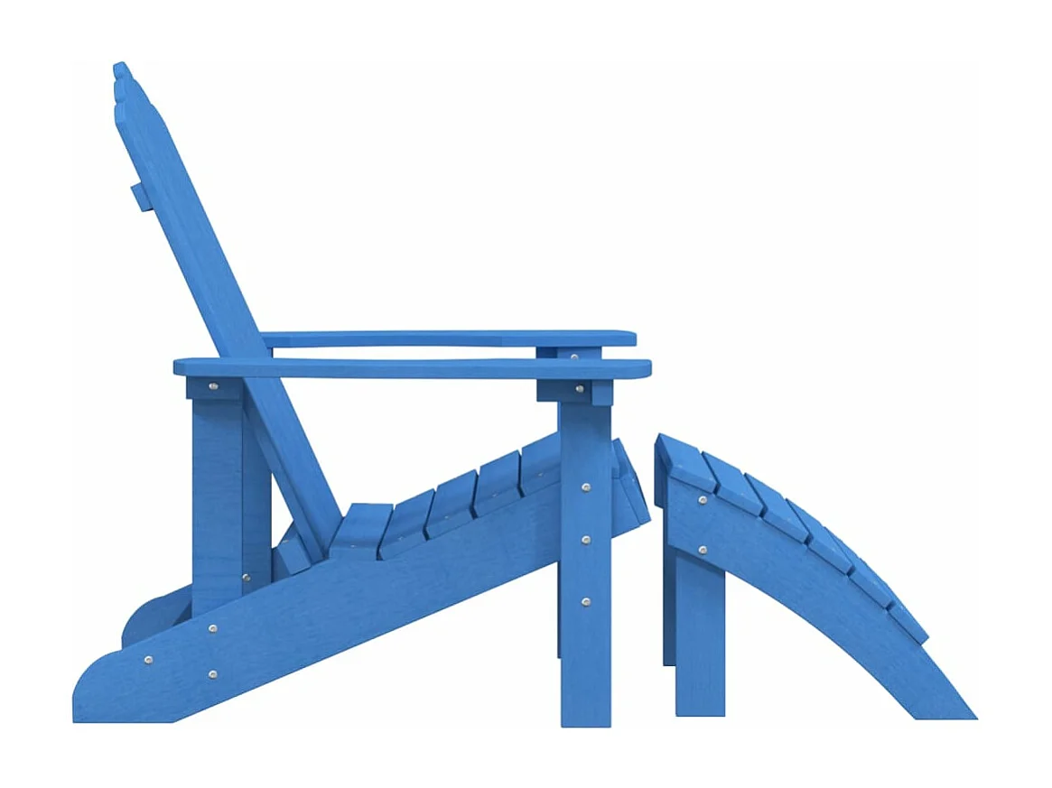 Sedia da Giardino Adirondack con Poggiapiedi Blu Acqua in HDPE