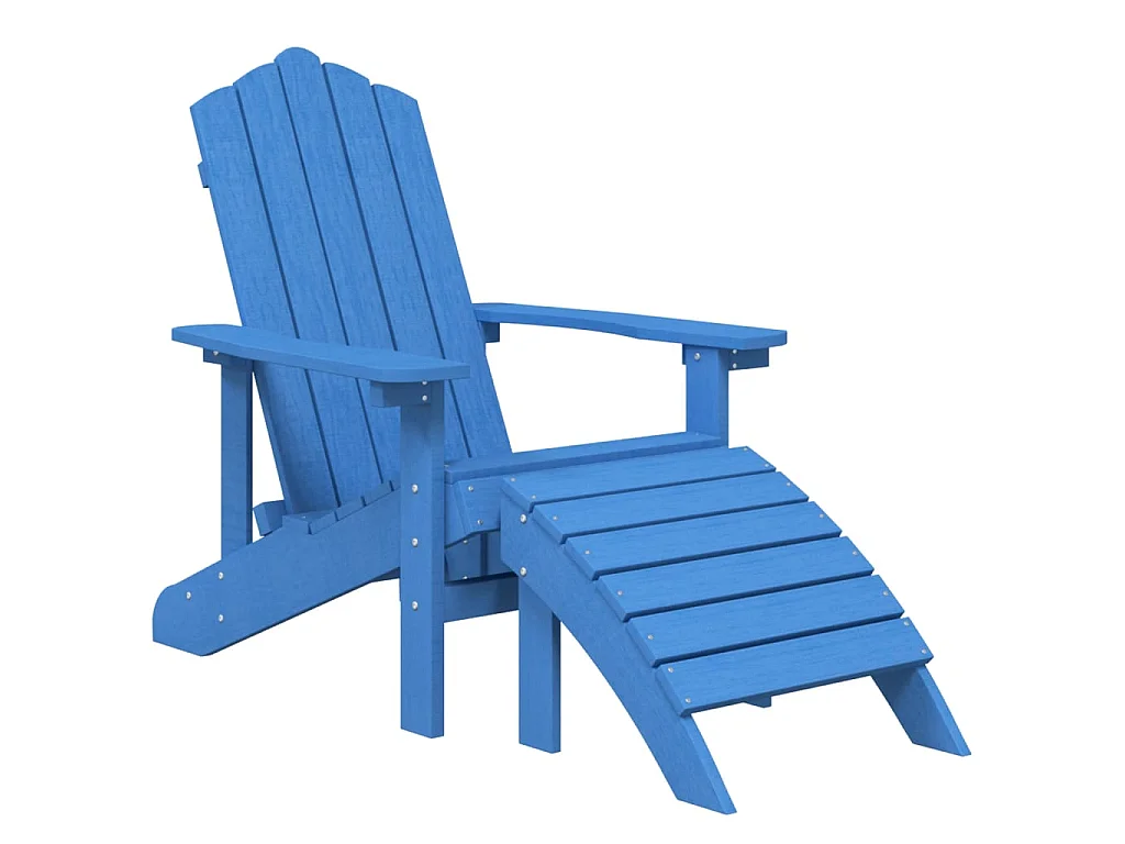 Chaise de jardin Adirondack avec repose-pied PEHD bleu marine