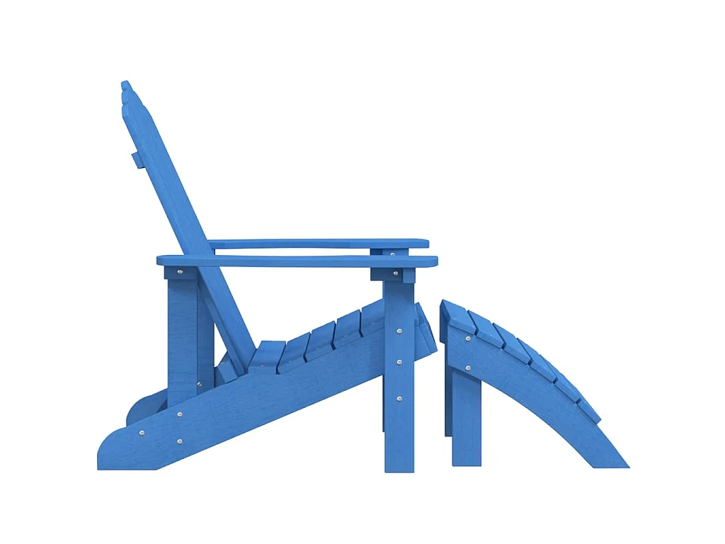 Chaise de jardin Adirondack avec repose-pied PEHD bleu marine