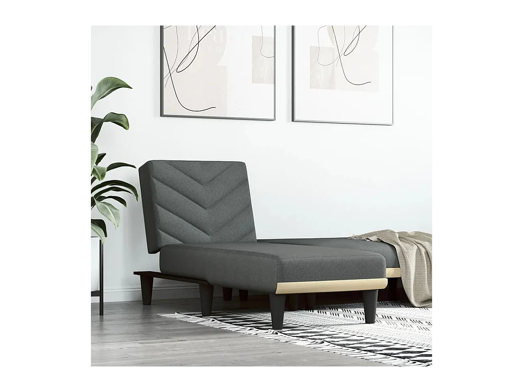 Chaise longue gris foncé tissu