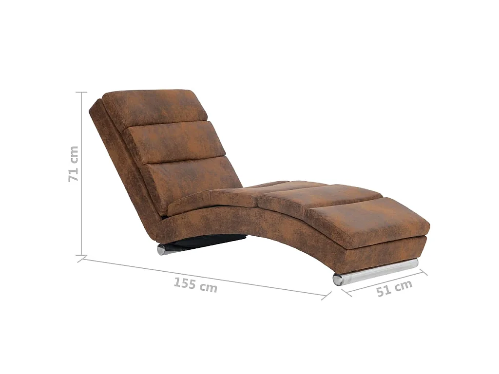 Chaise longue kunstsuède bruin
