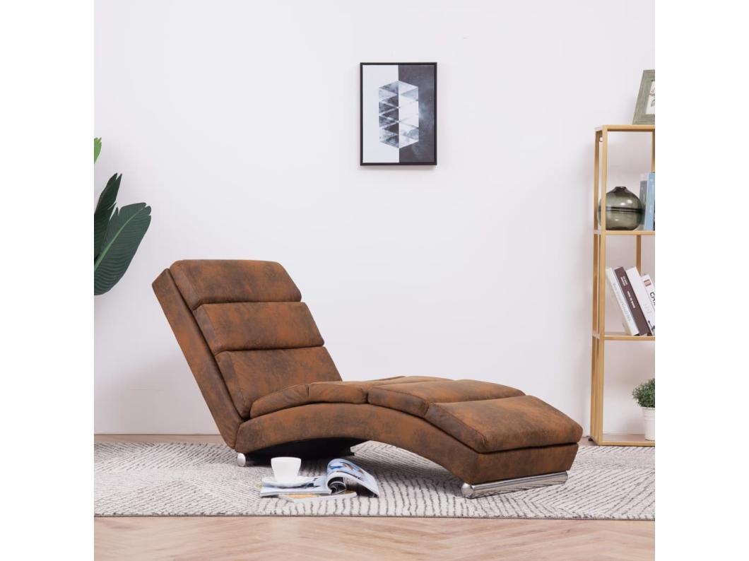 Chaise longue camurça artificial castanho