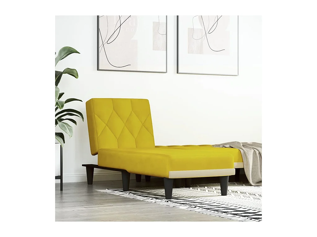 Chaise longue jaune velours